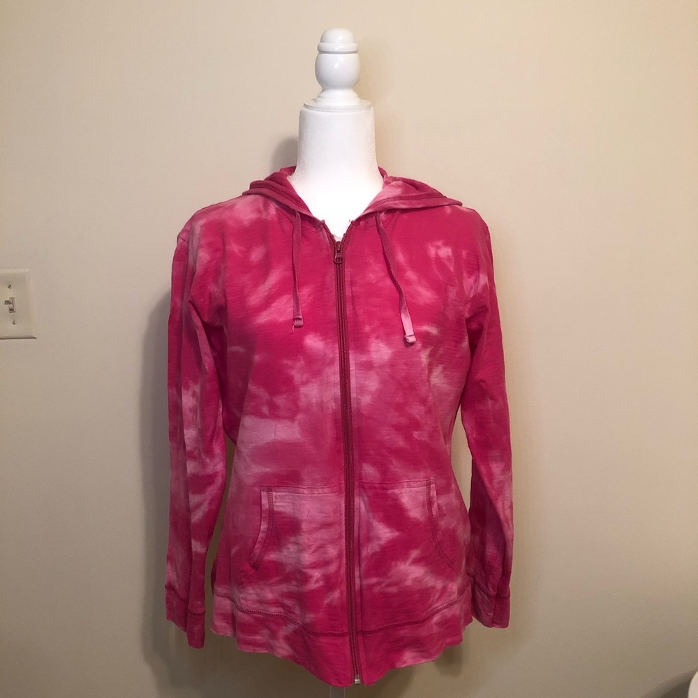 Reverse Tie Dye Pink Zip Up